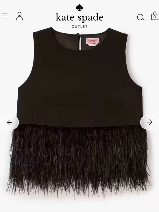 kate spade Tops - kate spade Black Sleeveless Crewneck Top with Feather Trim